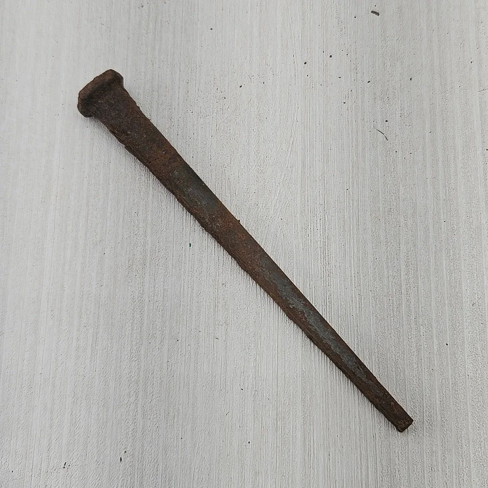 12 Antique Square Cut Iron Nails 4.5 Inch Rustic Rusted Salvage Hardware Lot